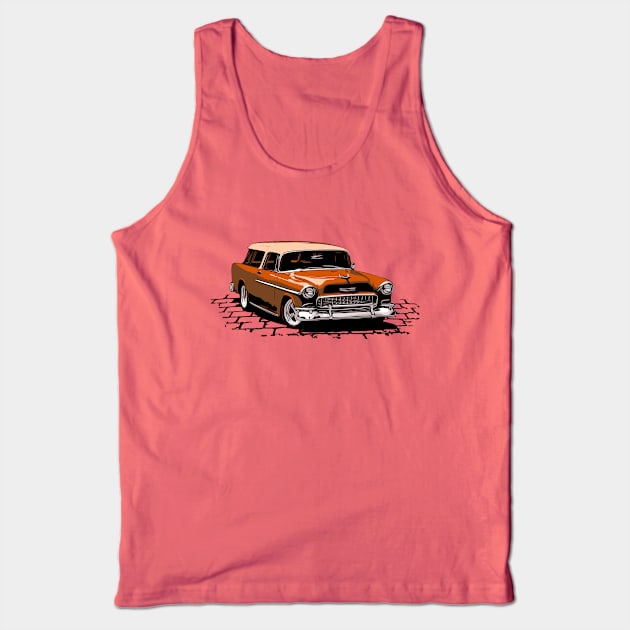 55 Chevy Nomad, Bronze 1955 Chevrolet Bel Air Nomad hot rod Tank Top by ZoeysGarage